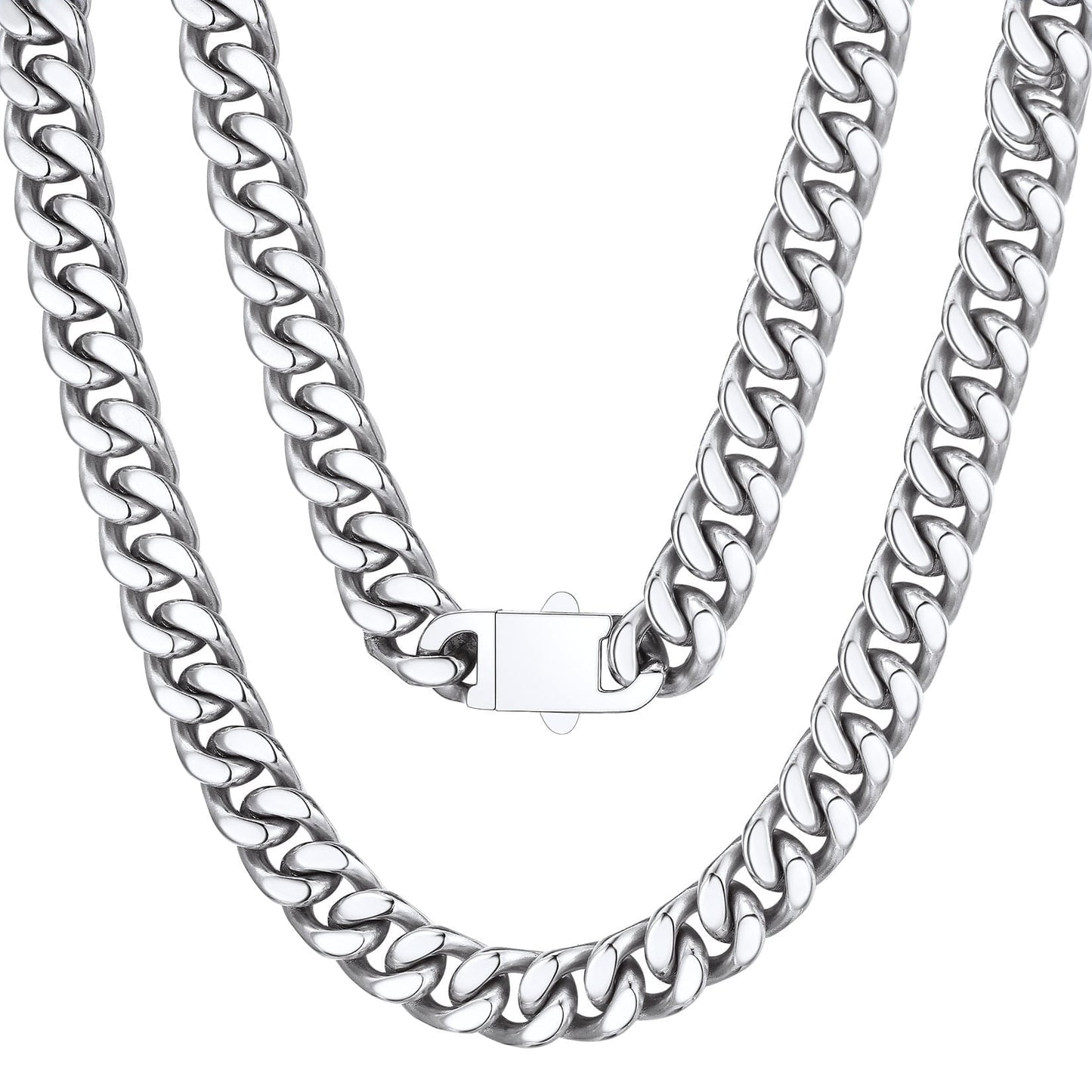 ChainsPro Curb Link Necklace 18inch Mens Chain Cuban Chain Mens Jewelry Stainless Steel Necklace for Men
