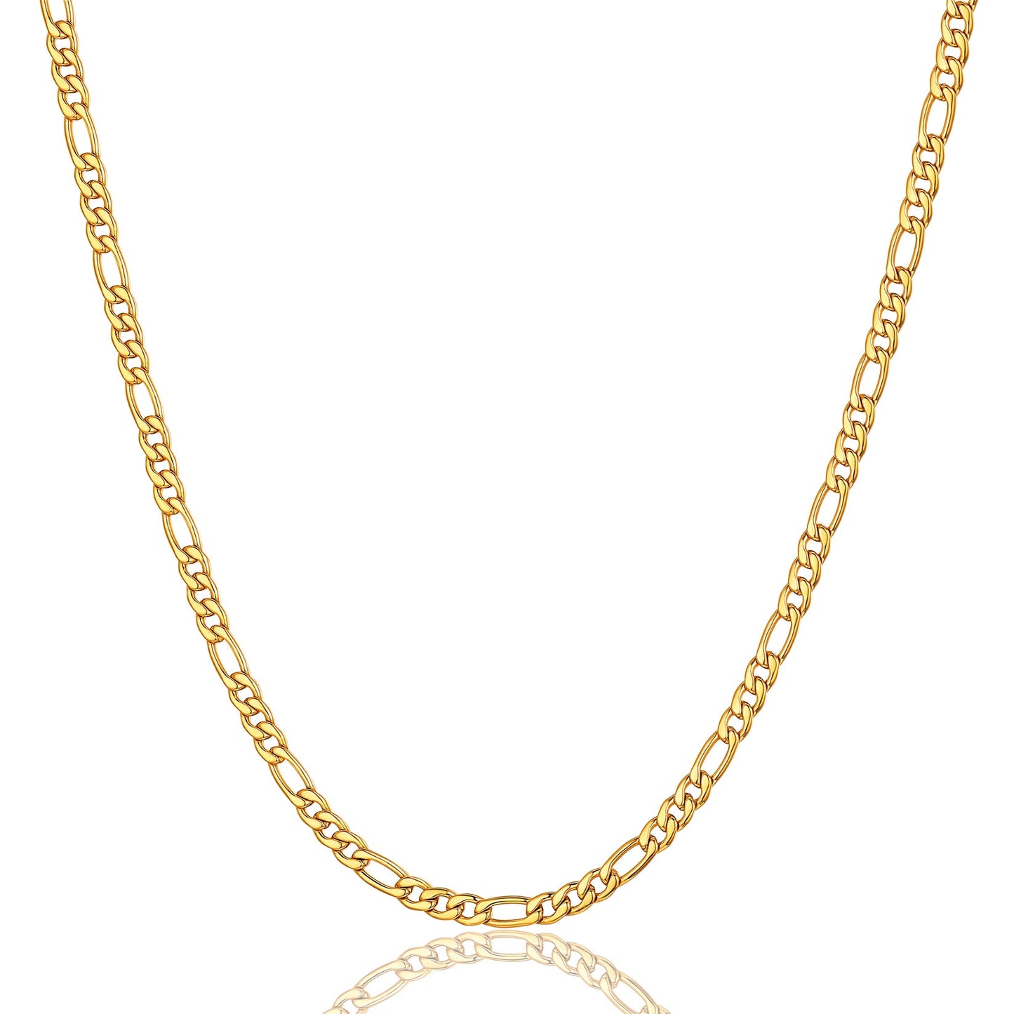 ChainsPro Men 3mm Figaro Chain Necklace 316L Stainless Steel/Gold Plated/Black 18-30