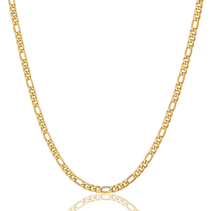 ChainsPro Men 3mm Figaro Chain Necklace 316L Stainless Steel/Gold Plated/Black 18-30