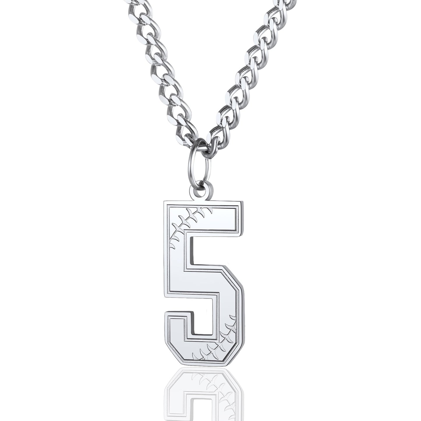 ChainsPro Men Lucky Number Necklace with 3mm Cuban Chain Personalized Sports Jewelry Stainless Steel/Gold Plated