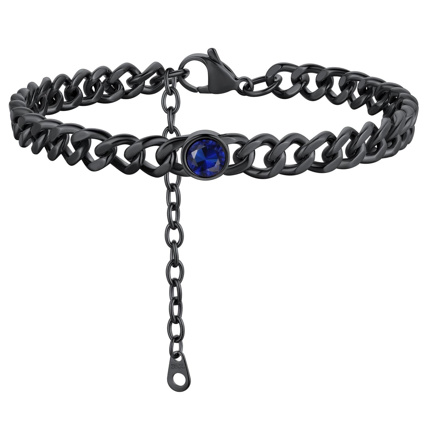 ChainsPro 7mm Cuban Link Anklet for Men Women Birthstone Chain Ankle Bracelets Stainless Steel