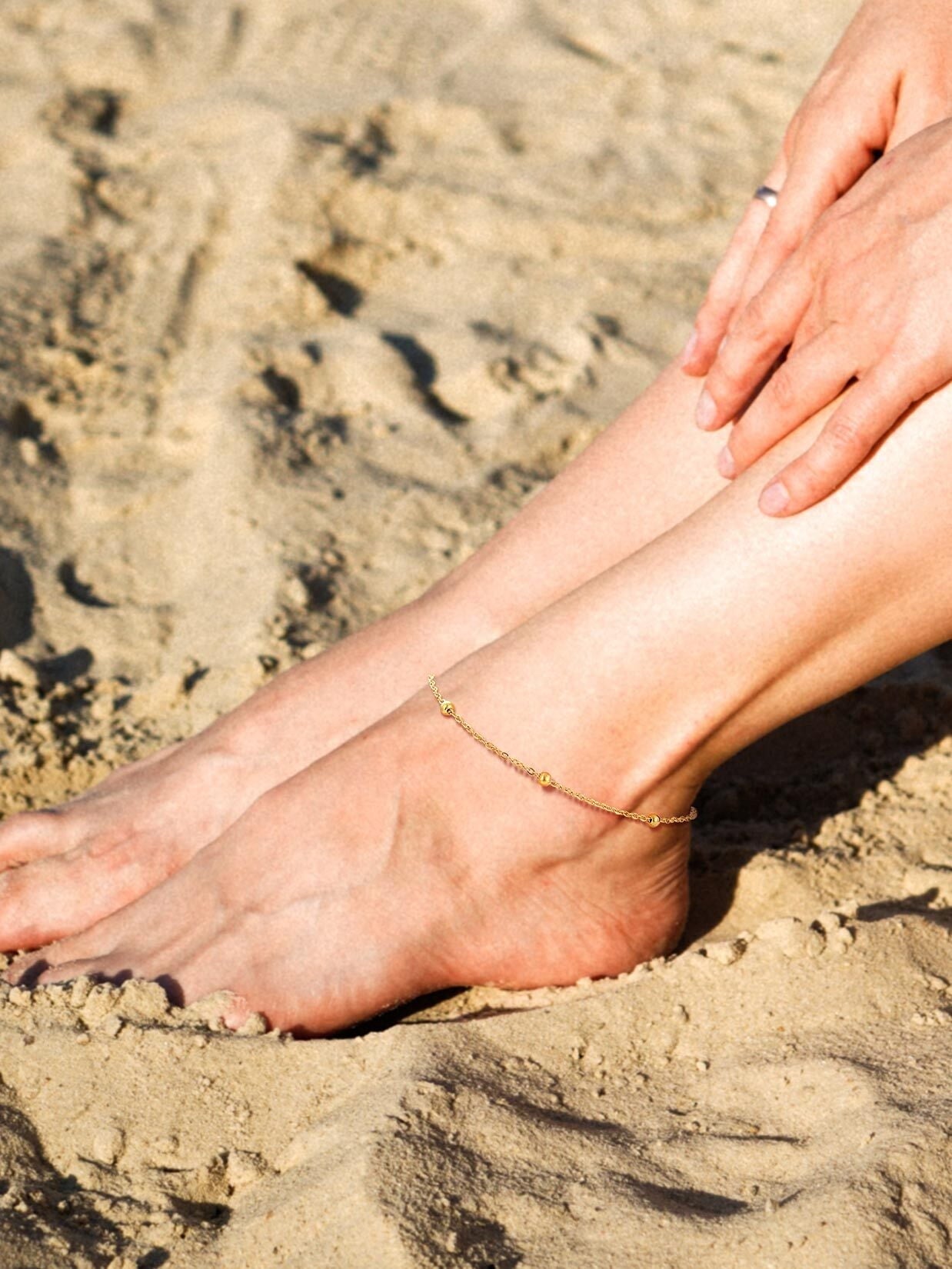 ChainsPro Stainless Steel Anklets for Women Waterproof Sparkle Ankle Bracelets for Women Summer Beach