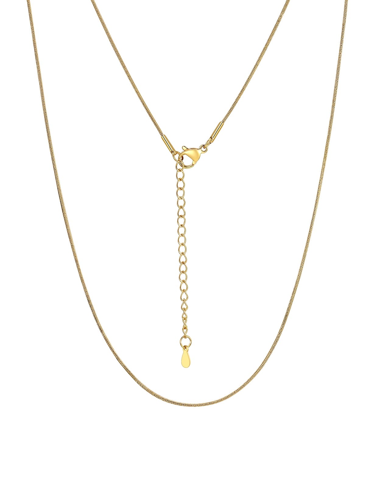 ChainsPro 1mm/1.2mm/1.5mm/2mm Snake Chain 14K Gold Plated Stainless Steel Chain Necklace for Men Women