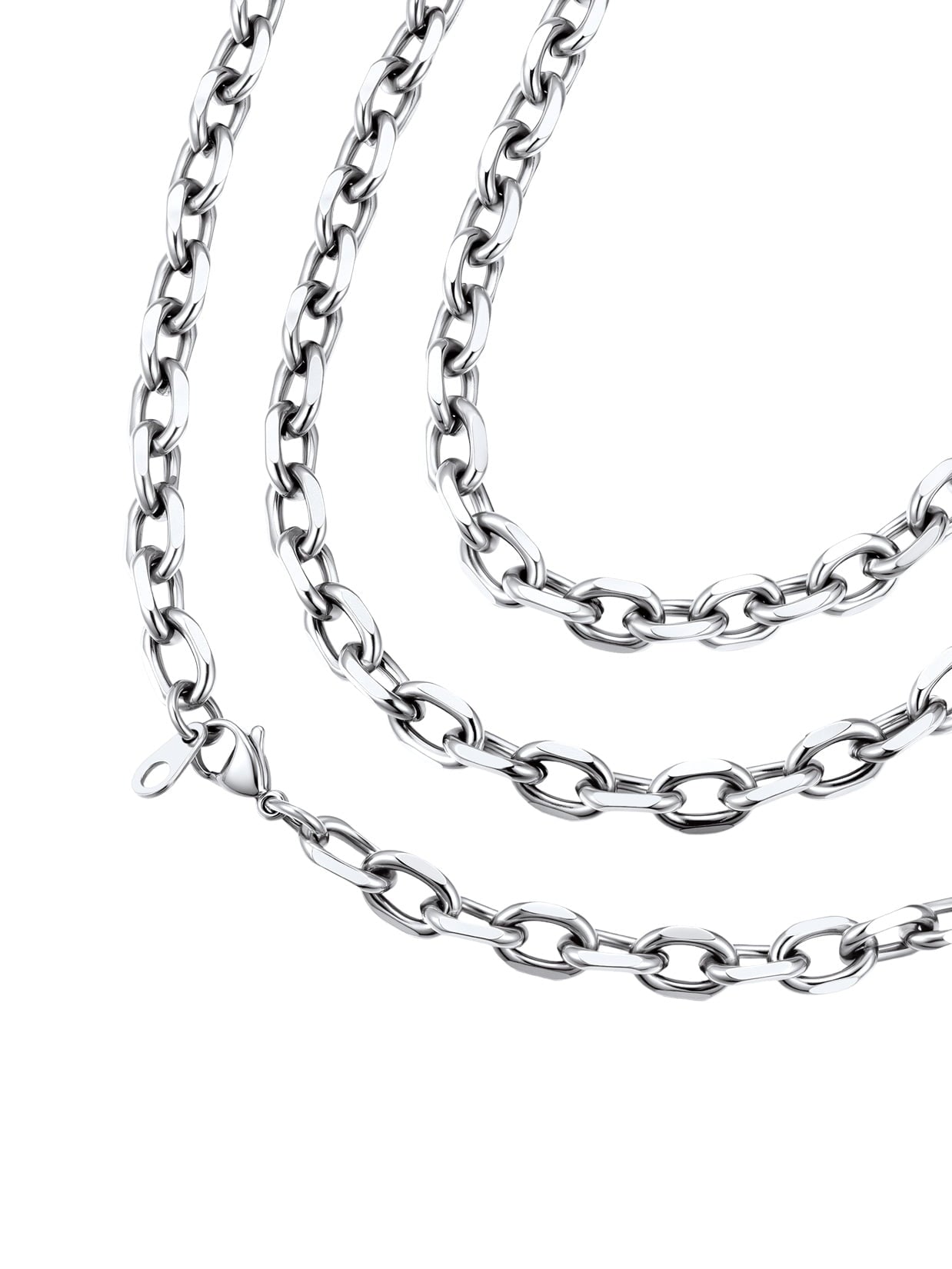 ChainsPro 3mm/5mm/7mm/12mm Rolo Cable Chain Stainless Steel Chain Necklace for Men Women 18-24