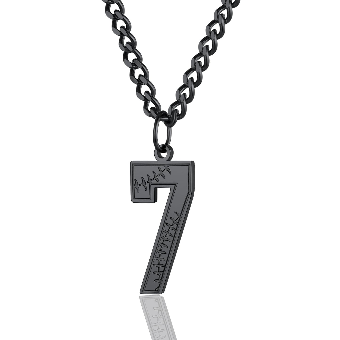 ChainsPro Men Lucky Number Necklace with 3mm Cuban Chain Personalized Sports Jewelry Stainless Steel/Gold Plated