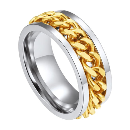 ChainsPro Men/Women Cuban Link/Spinner Rings Size #06-#14 Stainless Steel