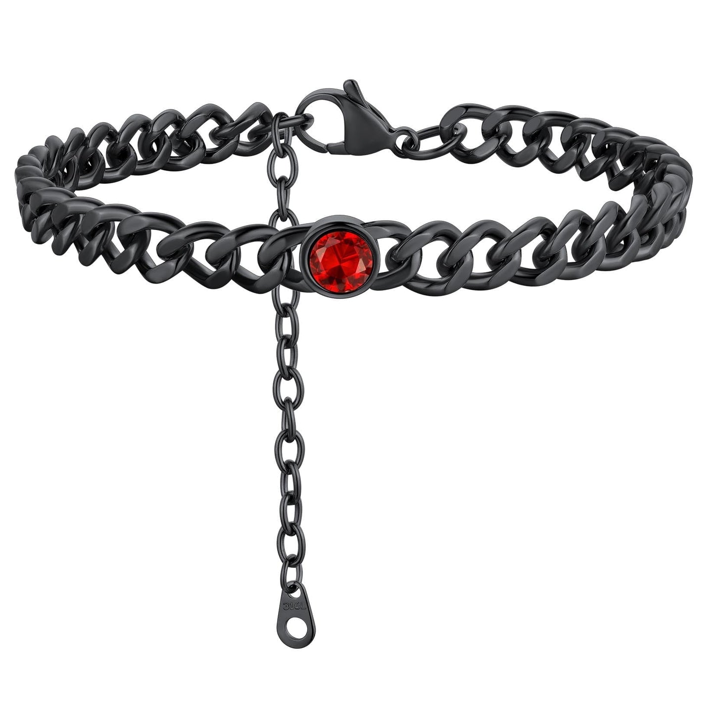 ChainsPro 7mm Cuban Link Anklet for Men Women Birthstone Chain Ankle Bracelets Stainless Steel