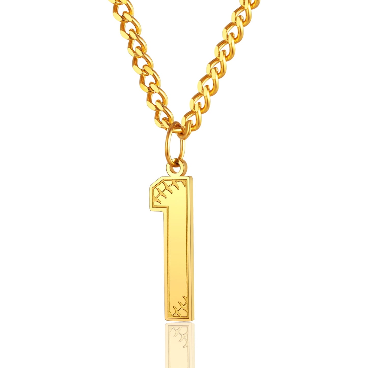 ChainsPro Men Lucky Number Necklace with 3mm Cuban Chain Personalized Sports Jewelry Stainless Steel/Gold Plated