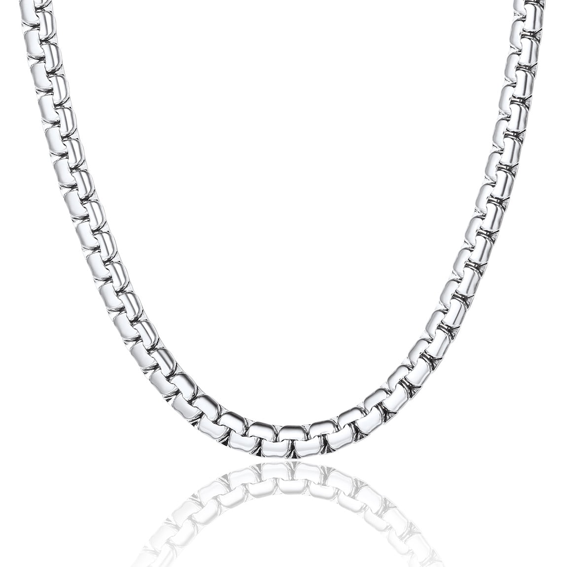 ChainsPro Black Flat Box Chain Male Necklace 14 Inch 4mm Hip Hop Jewelry