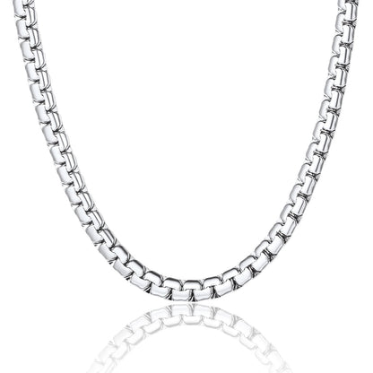 ChainsPro Black Flat Box Chain Male Necklace 14 Inch 4mm Hip Hop Jewelry