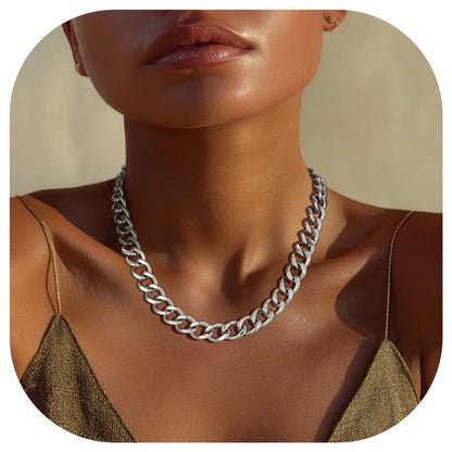ChainsPro Women Chunky Chain Cuban Link Chain Necklace 12/16/20mm 18-20 Christmas Jewelry Gift