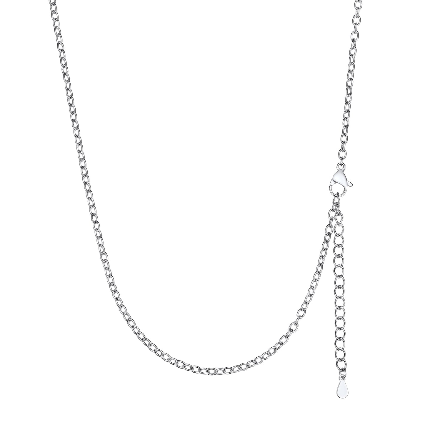 ChainsPro 2mm Thin Women Rolo Cable Chain for Pendants Stainless Steel Chain Necklace 18-30