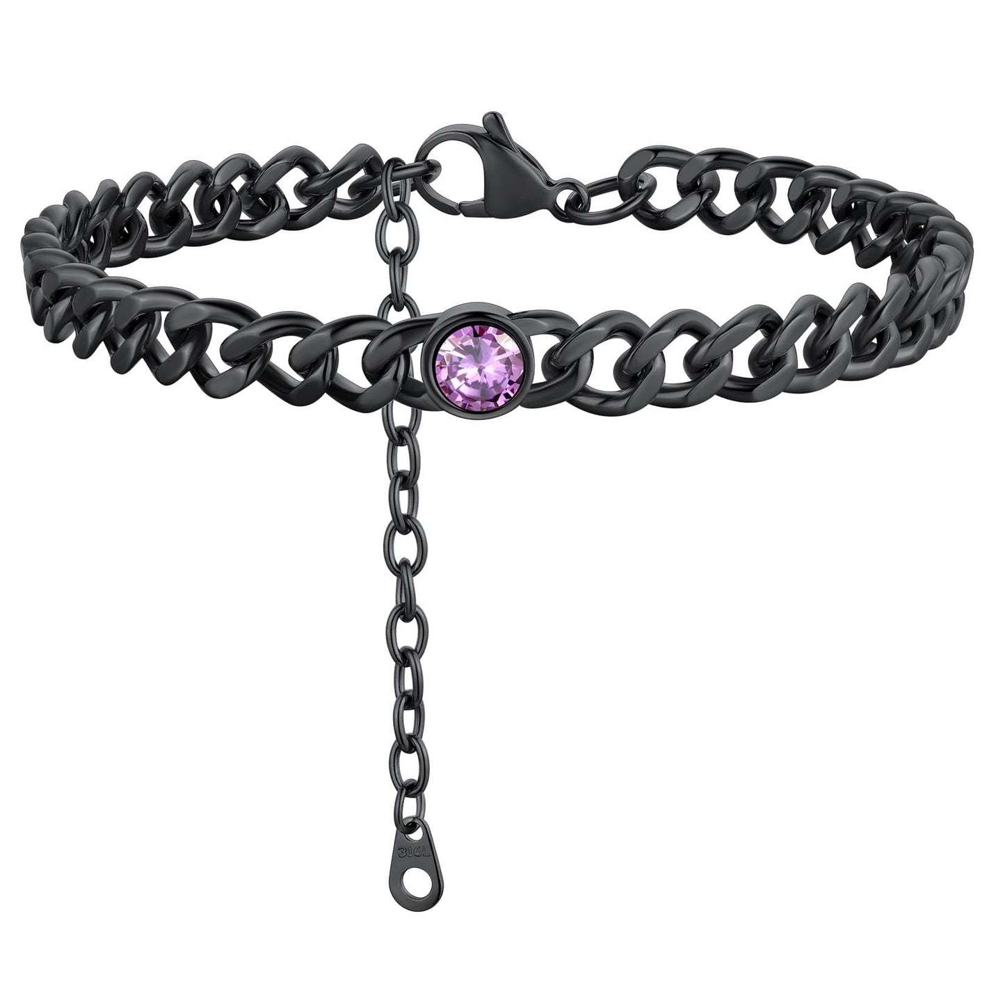 ChainsPro 7mm Cuban Link Anklet for Men Women Birthstone Chain Ankle Bracelets Stainless Steel