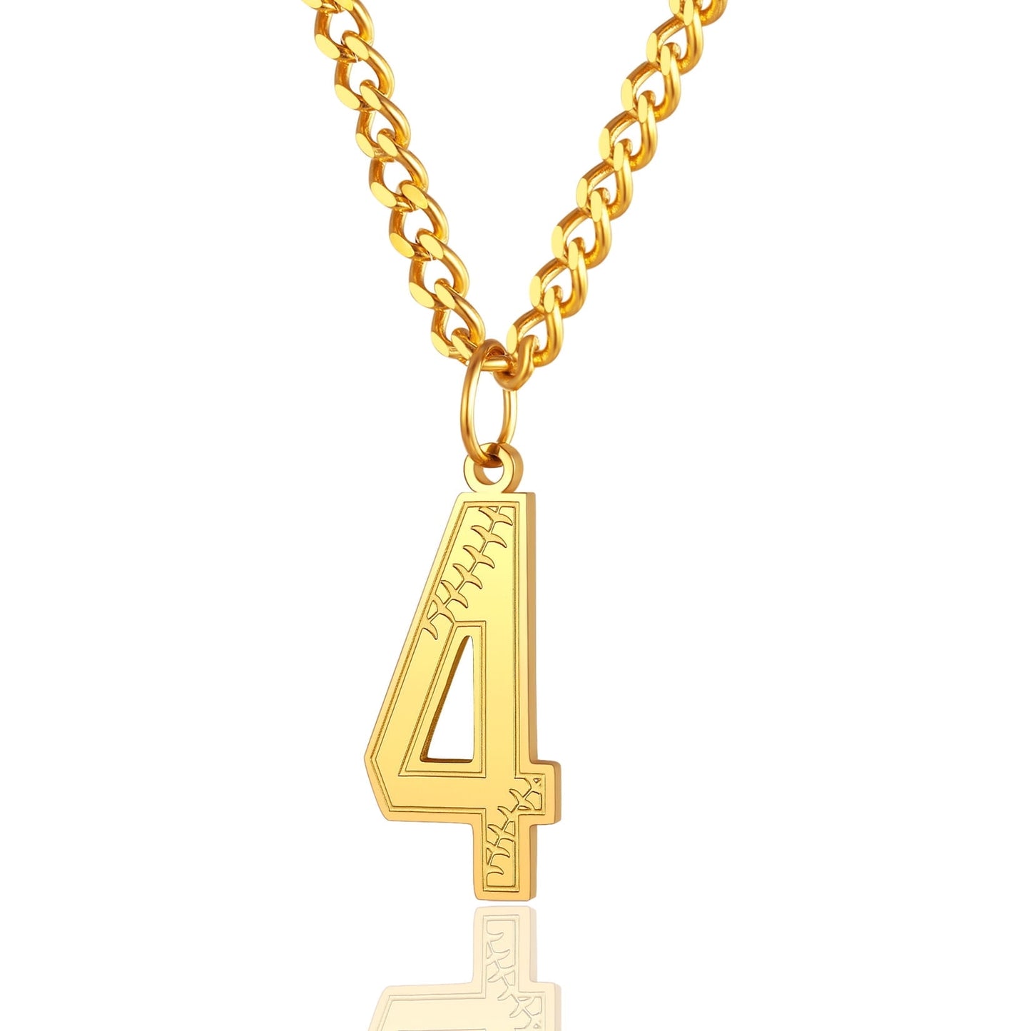 ChainsPro Men Lucky Number Necklace with 3mm Cuban Chain Personalized Sports Jewelry Stainless Steel/Gold Plated
