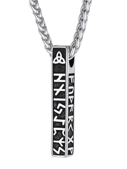 ChainsPro Leather Necklace for Men Stainless Steel Viking Nordic Ring Rune Pendant Norse Necklace