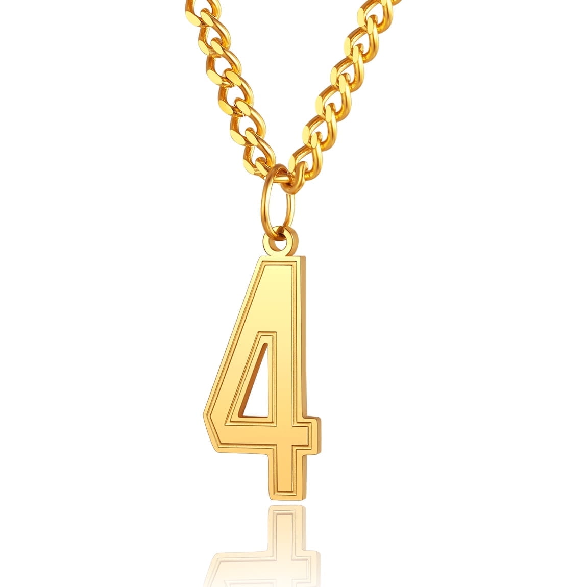 ChainsPro Football Number Chain 4 Charm Pendant and Chain Sports Jersey Number Jewelry
