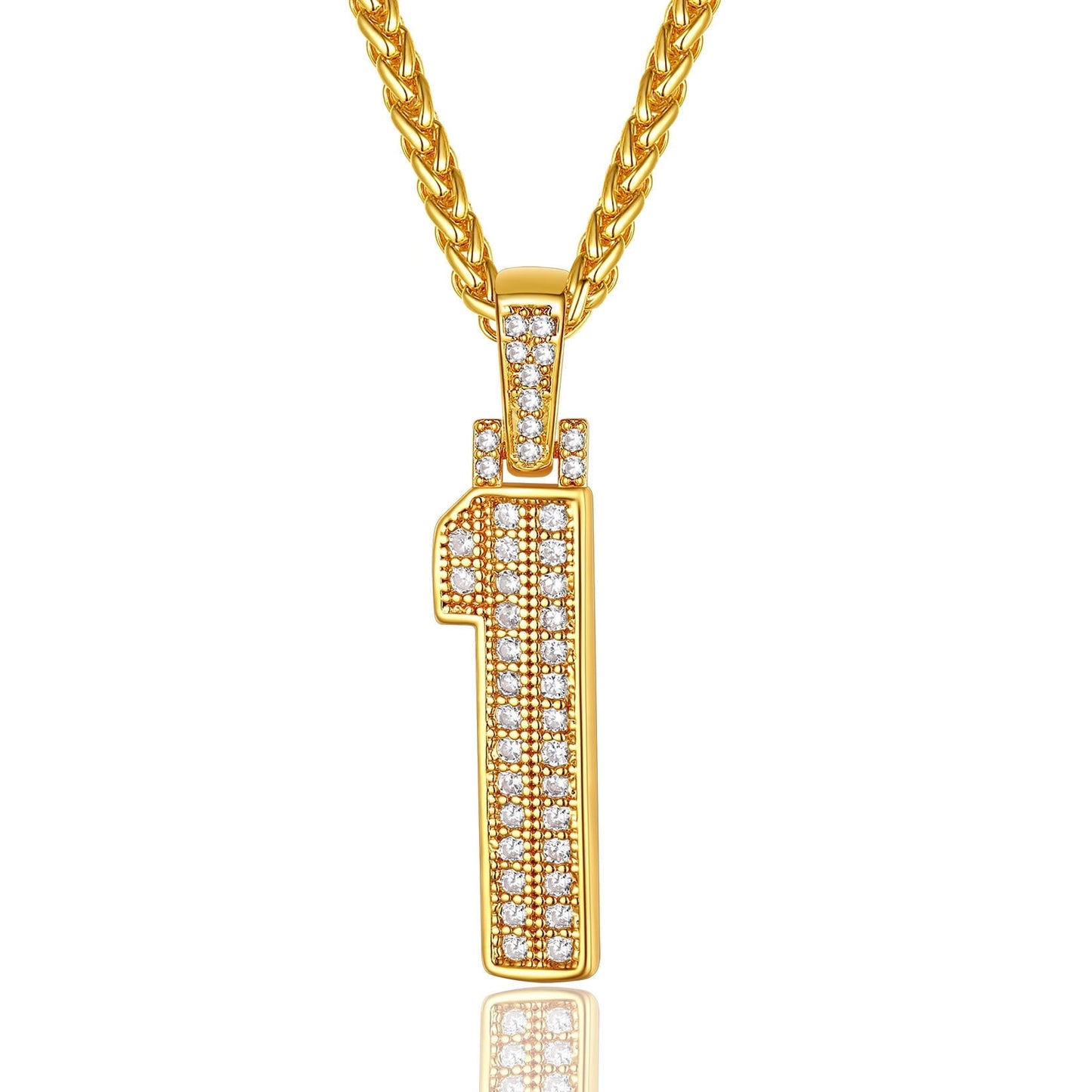ChainsPro Men Cubic Zirconia 0-9 Number Pendant Lucky Jewelry Necklace Silver Color