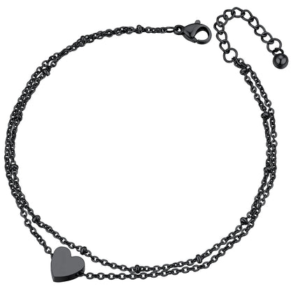 ChainsPro Ankle Bracelets for Women Layered Heart Charm Anklets Foot Chain Summer Boho Beach Gift