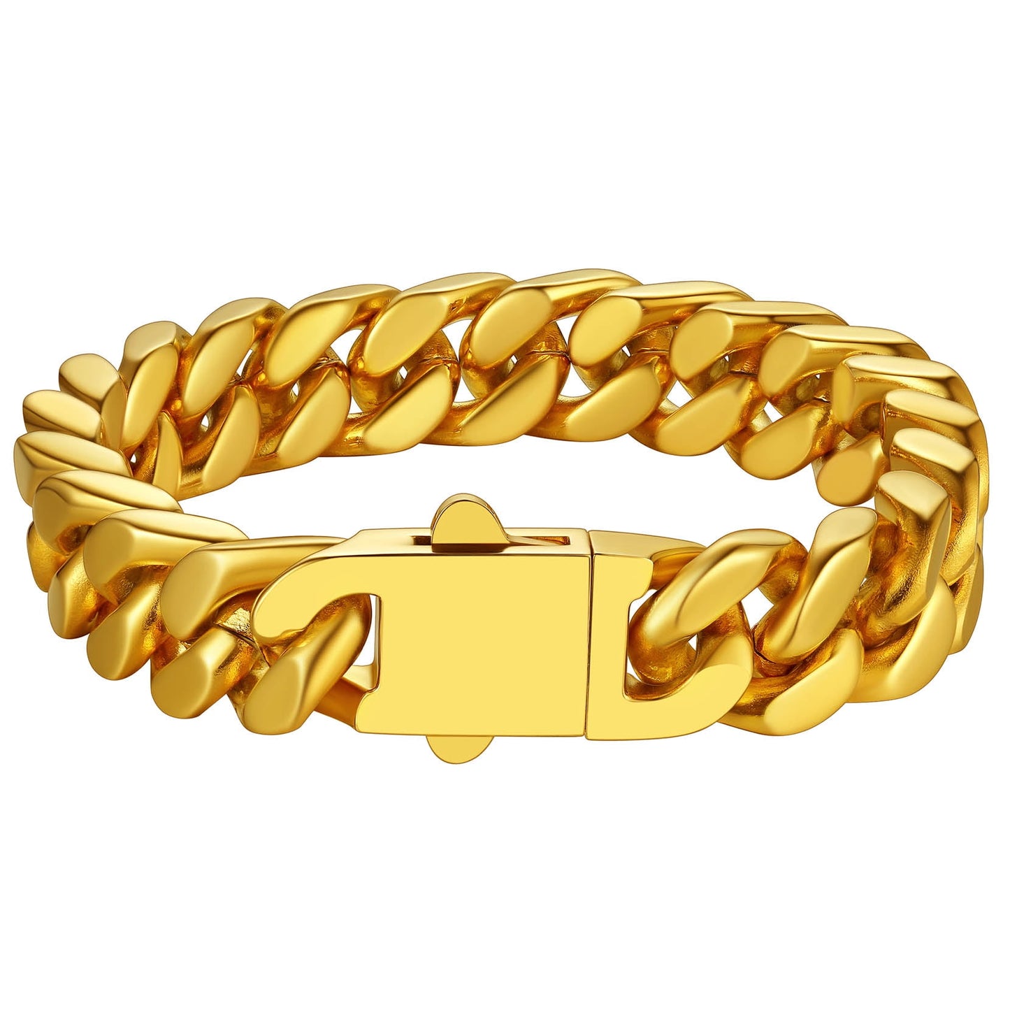 ChainsPro Thick Bracelets 12mm Wide 8.3inch Minimal Cuban Link Bracelet for Men Stainless Steel Bracelet