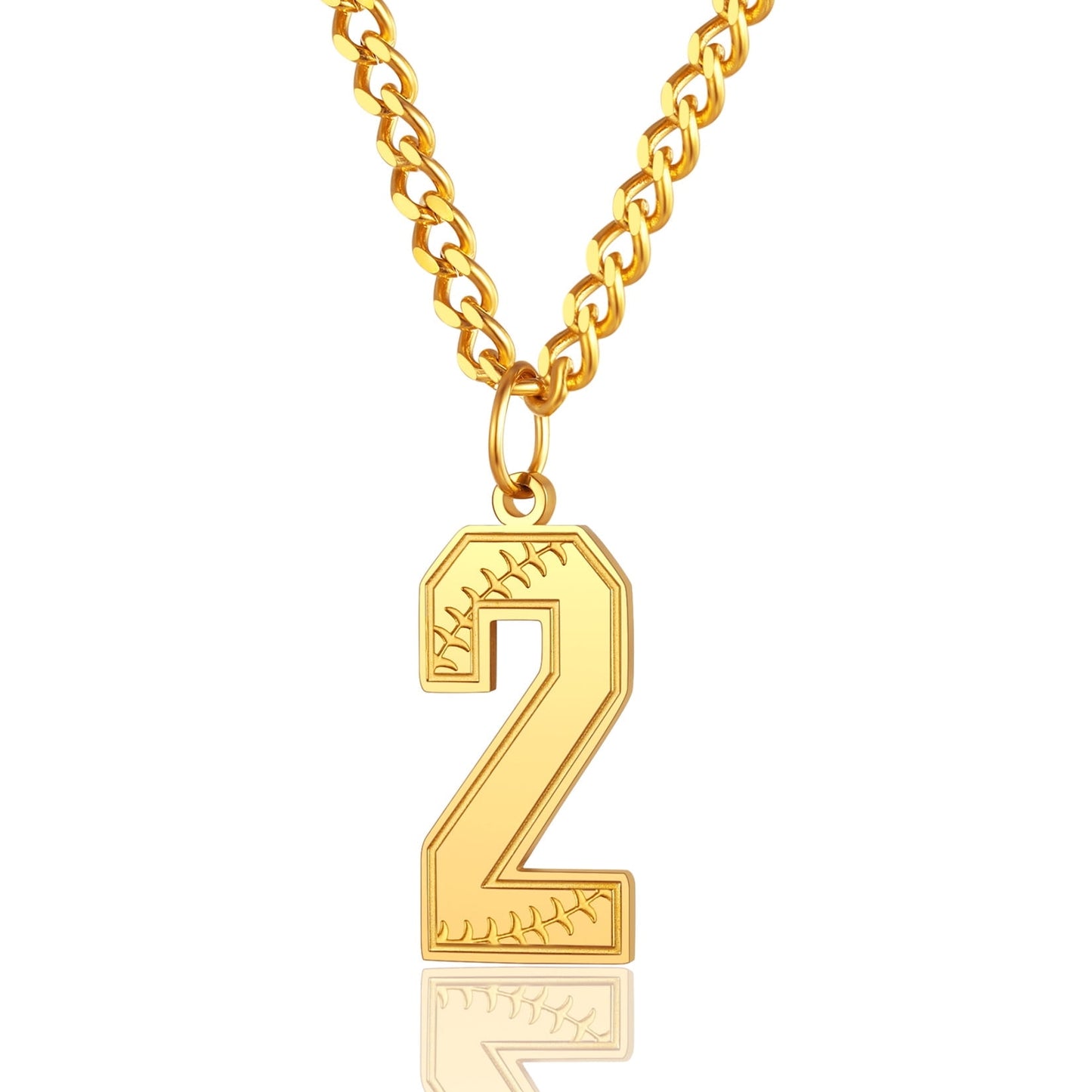 ChainsPro Men Lucky Number Necklace with 3mm Cuban Chain Personalized Sports Jewelry Stainless Steel/Gold Plated