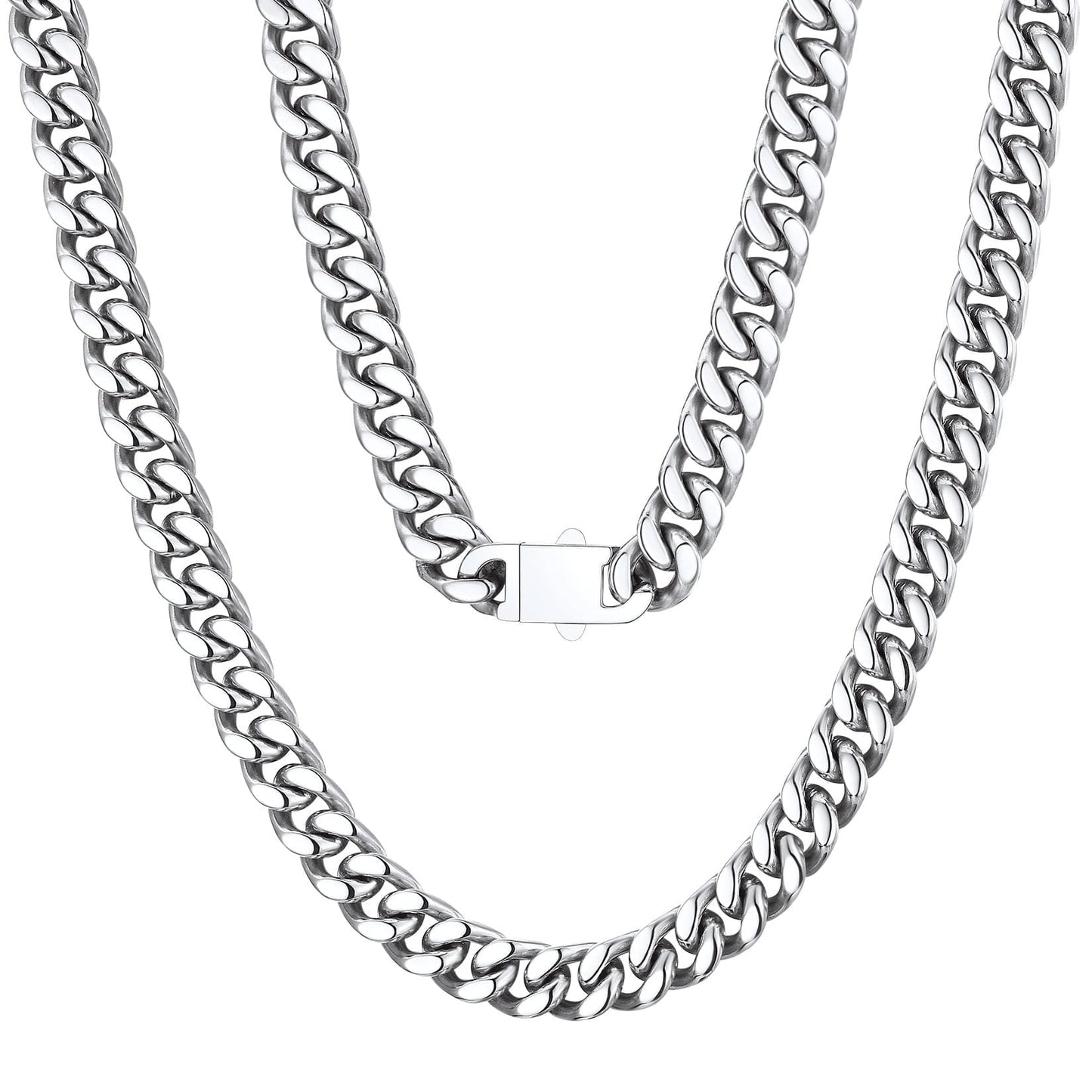 ChainsPro Curb Link Necklace 18inch Mens Chain Cuban Chain Mens Jewelry Stainless Steel Necklace for Men