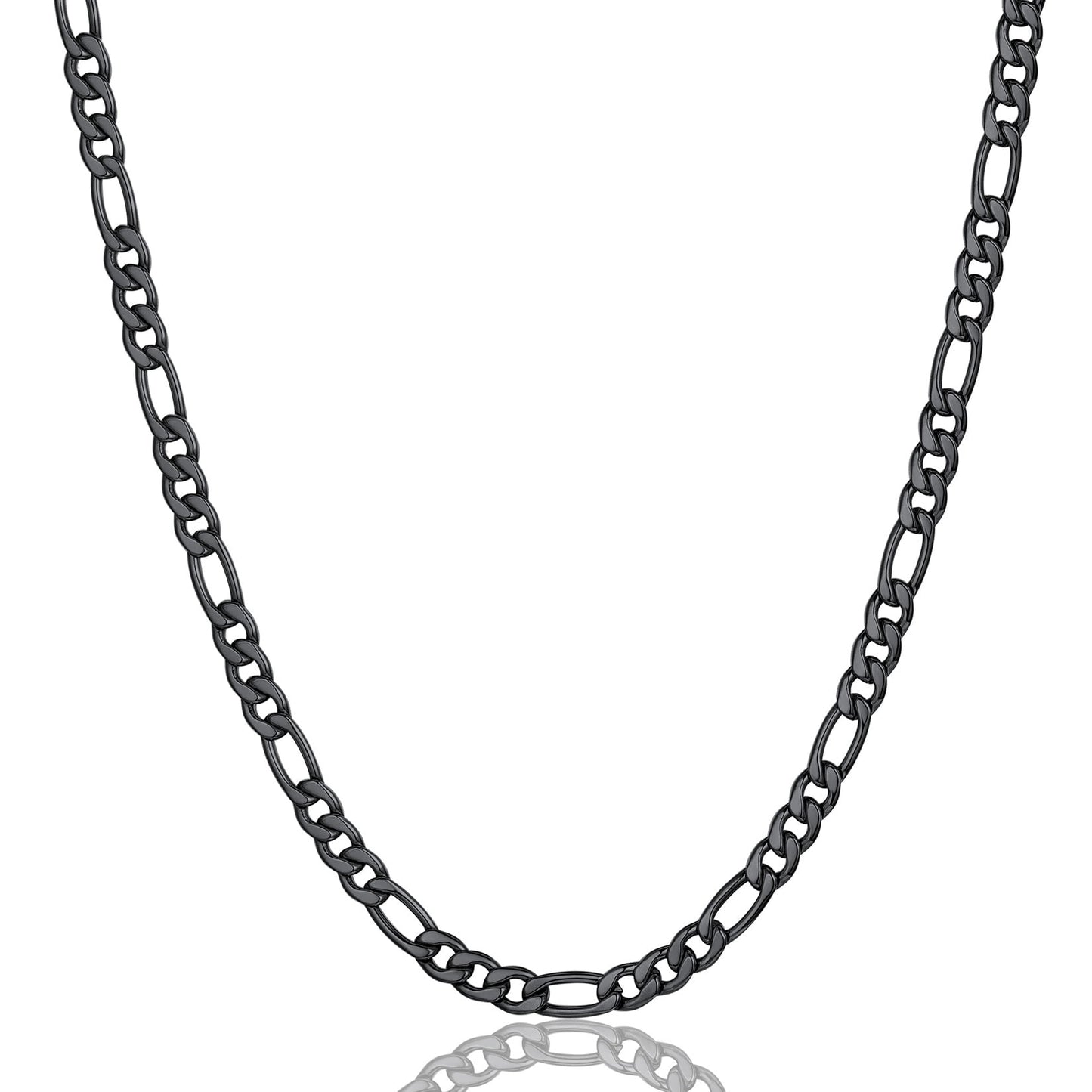 ChainsPro Men 3mm Figaro Chain Necklace 316L Stainless Steel/Gold Plated/Black 18-30