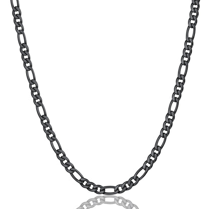 ChainsPro Men 3mm Figaro Chain Necklace 316L Stainless Steel/Gold Plated/Black 18-30