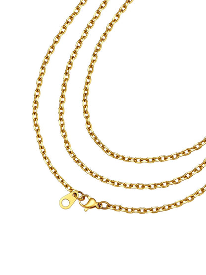 ChainsPro 3mm/5mm/7mm/12mm Rolo Cable Chain Stainless Steel Chain Necklace for Men Women 18-24