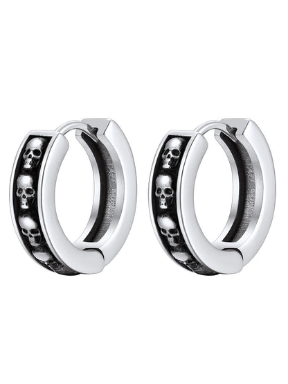 ChainsPro Norse Viking Runes Hoop Earrings for Men Stainless Steel Huggie Hoop Earring Norse Mythology Jewelry Gifts