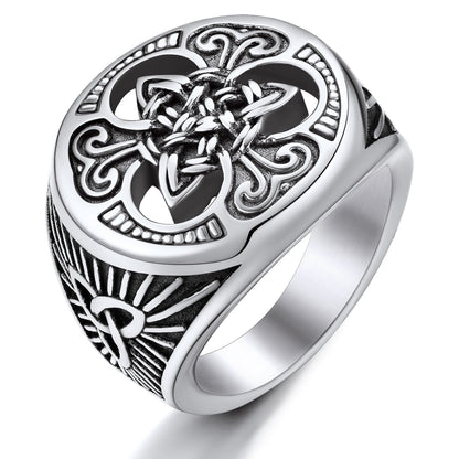 ChainsPro Men Nautical Compass Ring Norse Rune Spirit Rings Stainless Steel