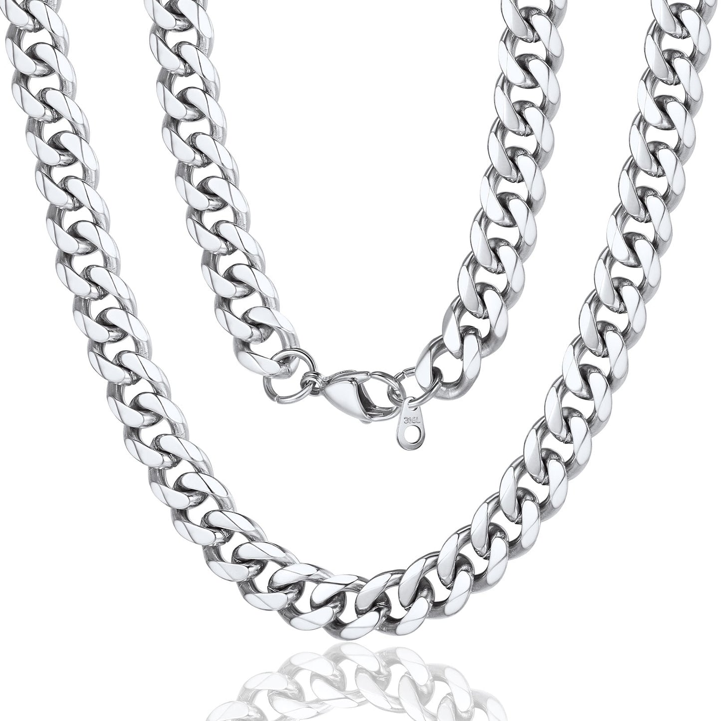 ChainsPro Stainless Steel Chains for Women Necklace 3/6/9/12mm Choker Curb Chain Length 14-30inch
