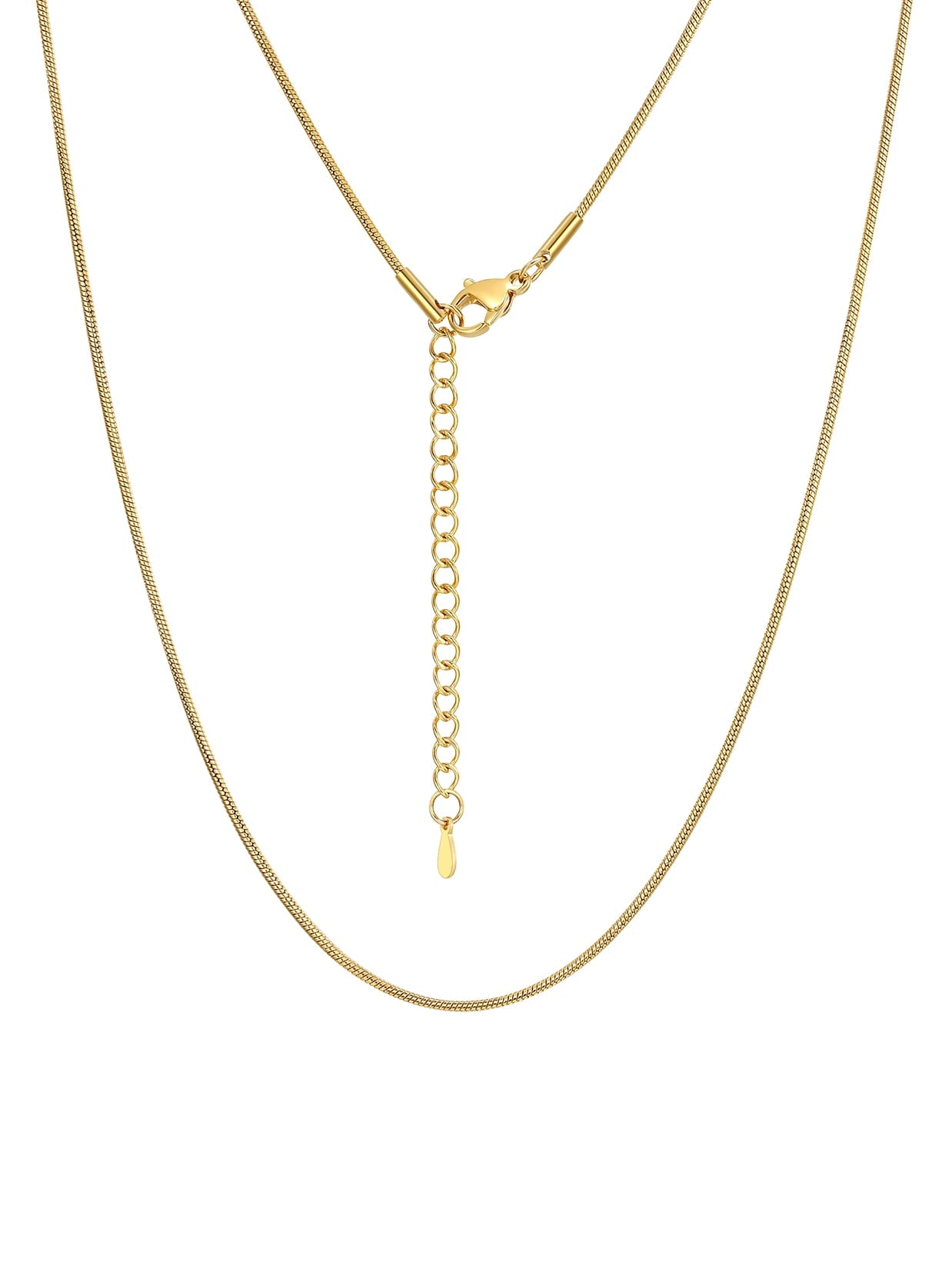 ChainsPro 1mm/1.2mm/1.5mm/2mm Snake Chain 14K Gold Plated Stainless Steel Chain Necklace for Men Women