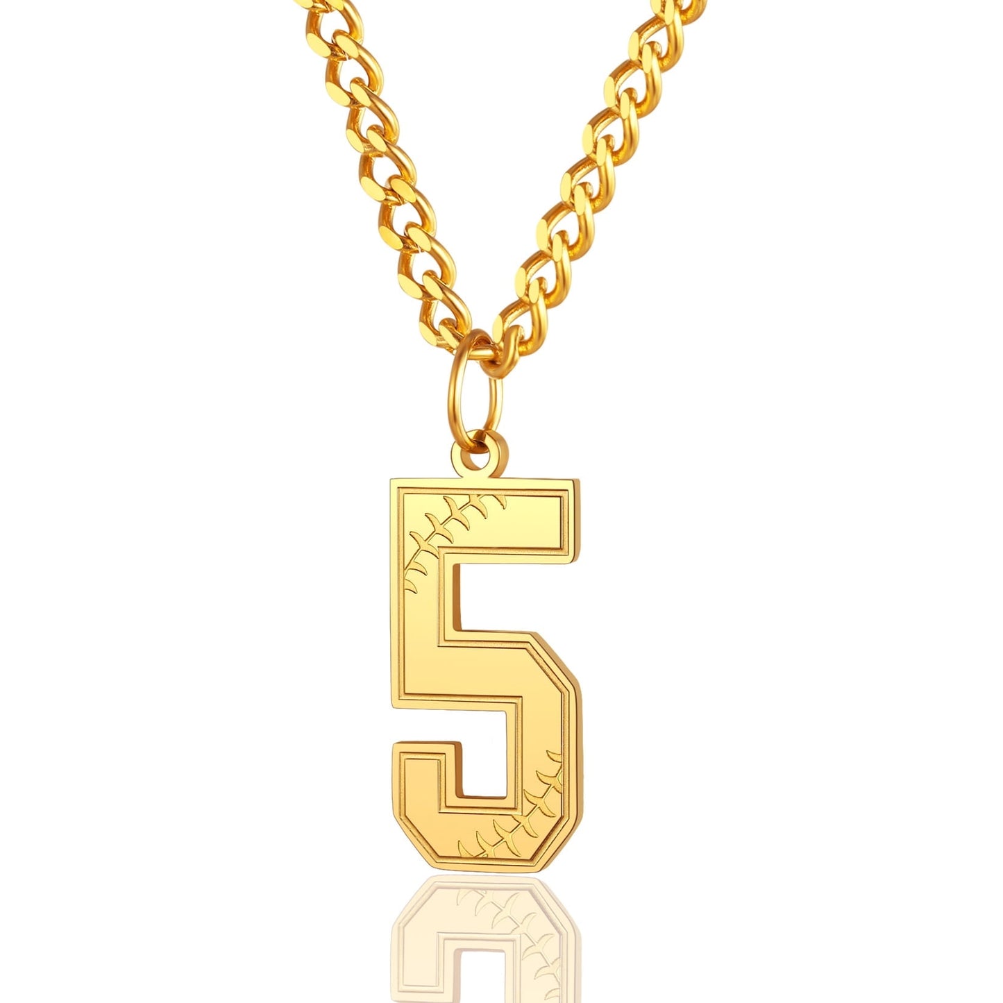 ChainsPro Men Lucky Number Necklace with 3mm Cuban Chain Personalized Sports Jewelry Stainless Steel/Gold Plated