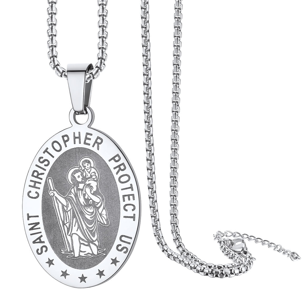 ChainsPro St. Christopher Medal Dog Tags Necklace Patron Saints of Travellers Gift for Men