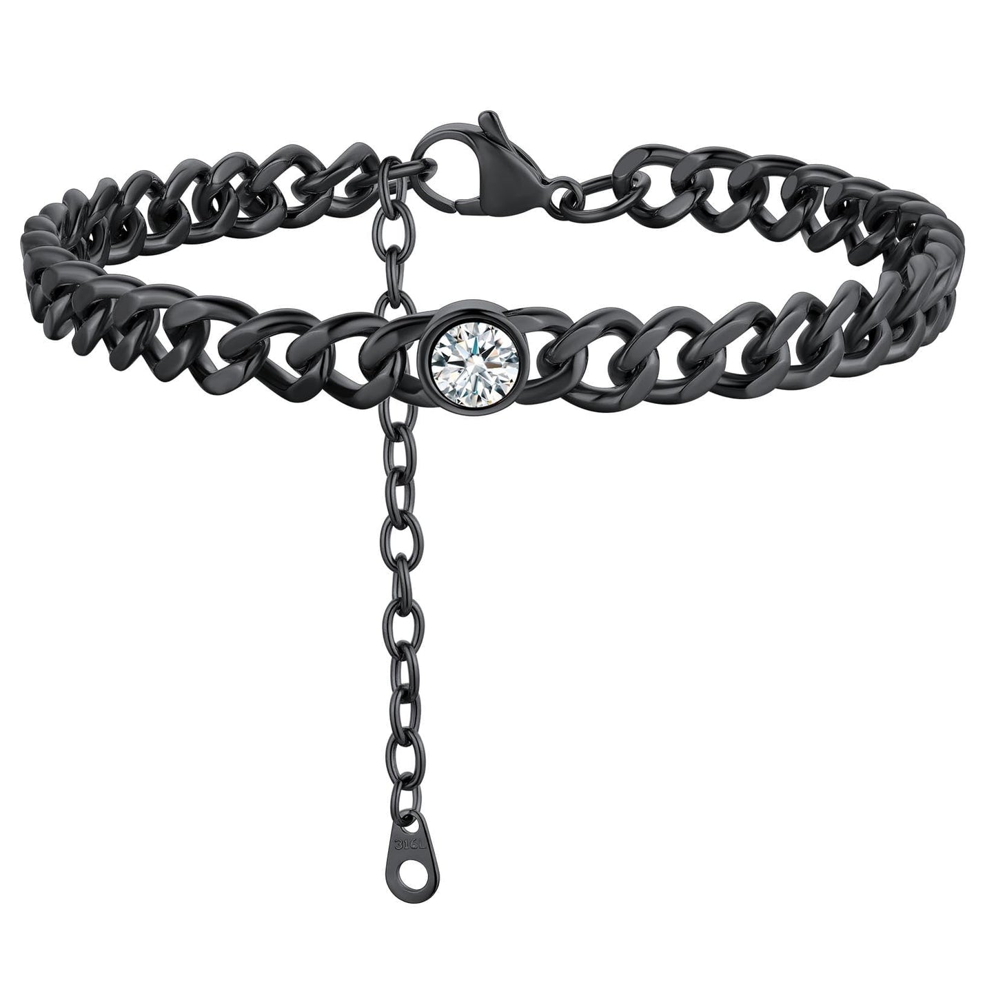 ChainsPro 7mm Cuban Link Anklet for Men Women Birthstone Chain Ankle Bracelets Stainless Steel