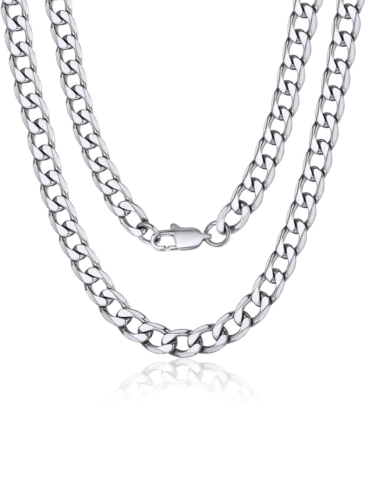 ChainsPro Mens Sturdy Curb Chain Necklace 4MM Width Hip-Hop Cool Style 316L Stainless Steel