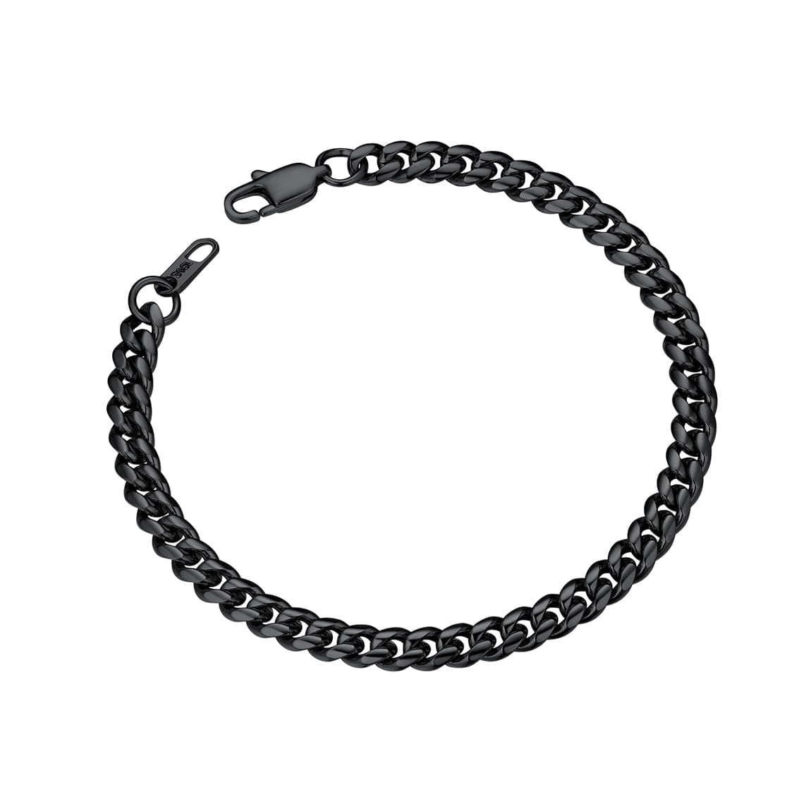 ChainsPro Black Stainless Steel Bracelet Mens Bracelet Chunky Thick Curb Link Chain Bangle 19cm Black