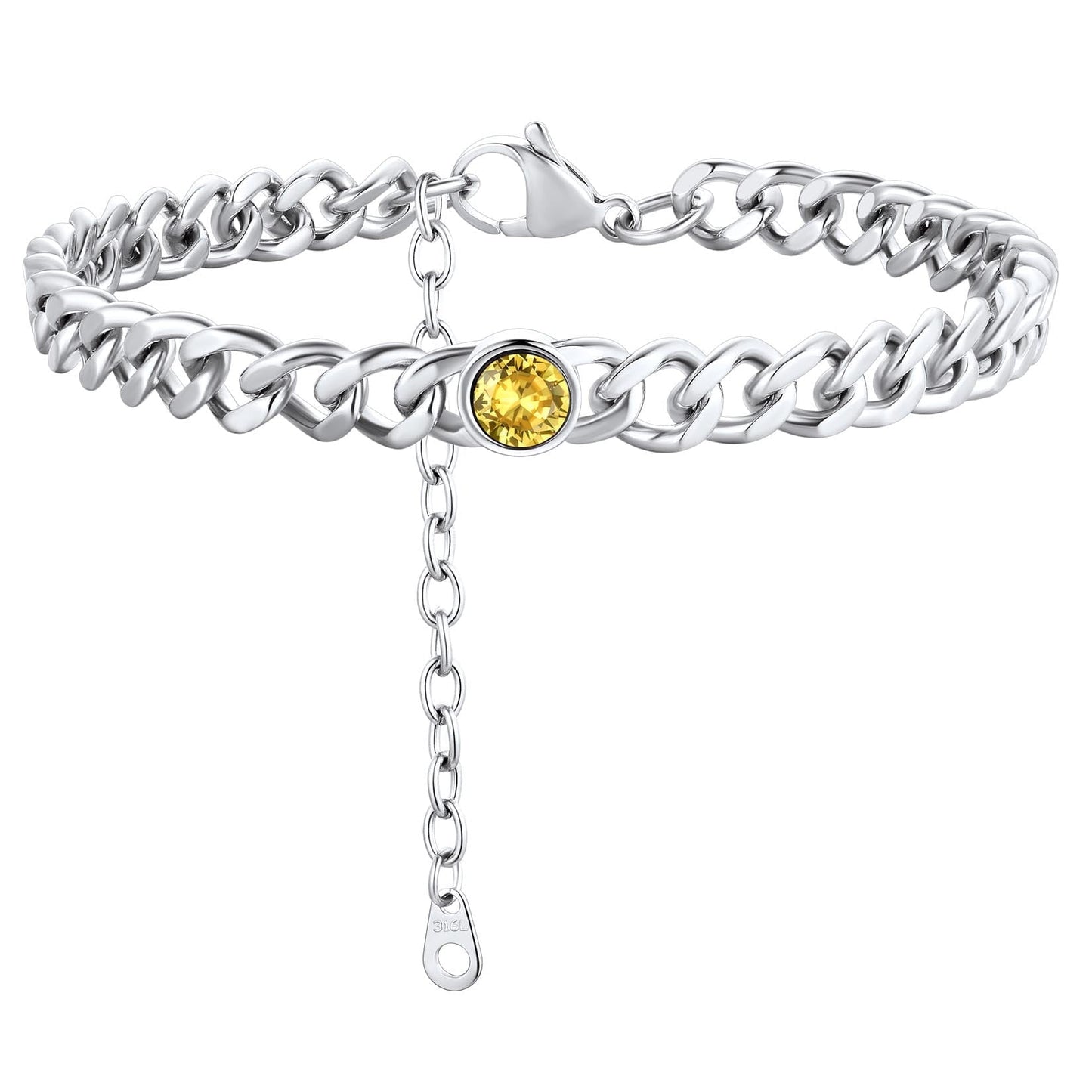 ChainsPro 7mm Cuban Link Anklet for Men Women Birthstone Chain Ankle Bracelets Stainless Steel