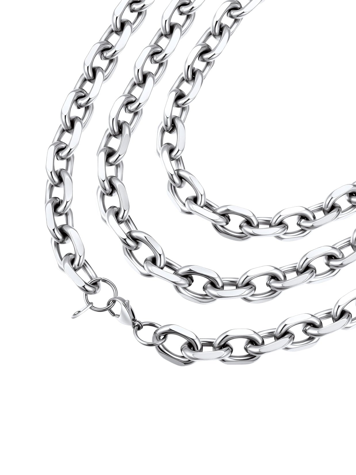 ChainsPro 3mm/5mm/7mm/12mm Rolo Cable Chain Stainless Steel Chain Necklace for Men Women 18-24