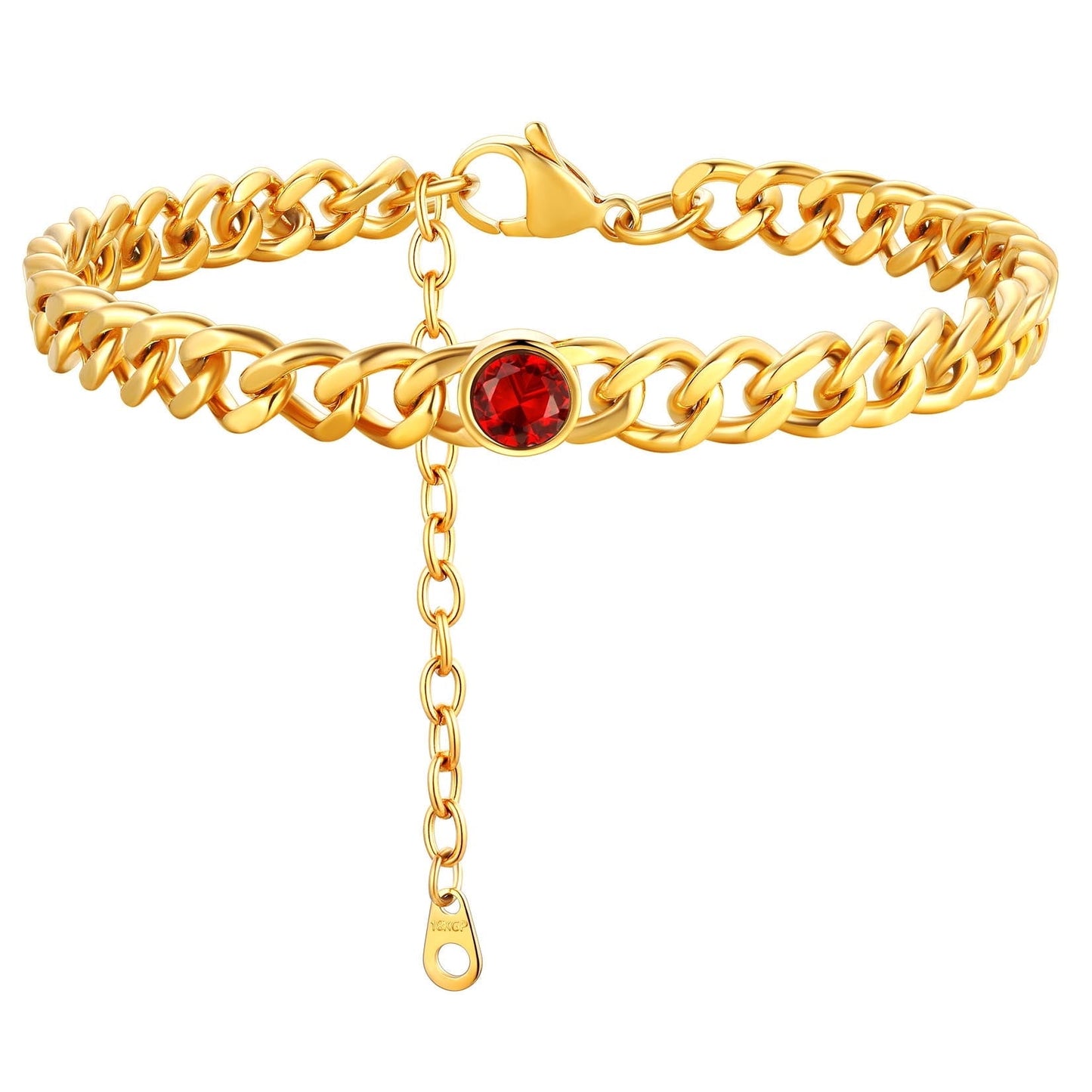 ChainsPro 7mm Cuban Link Anklet for Men Women Birthstone Chain Ankle Bracelets Stainless Steel