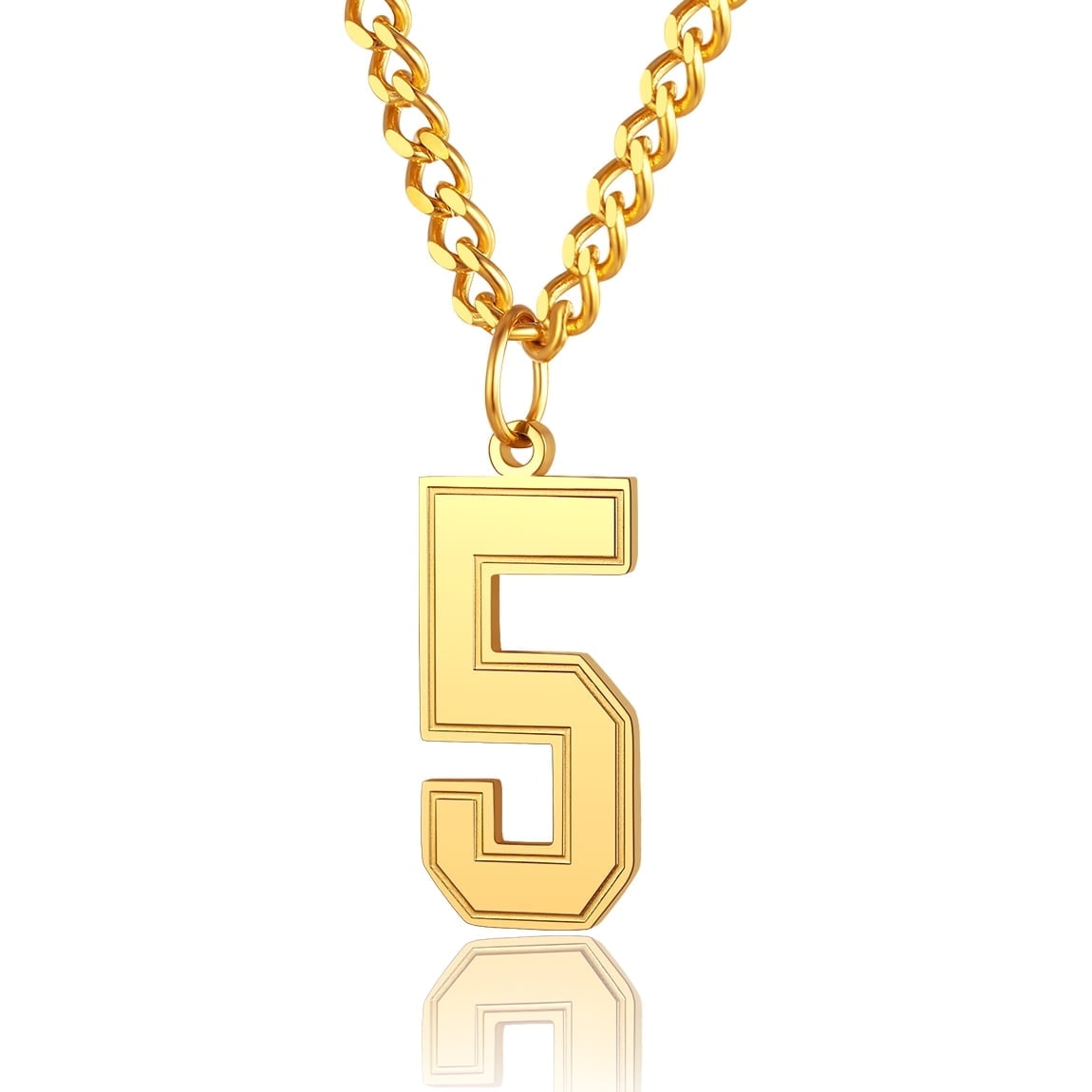 ChainsPro Football Number Chain 4 Charm Pendant and Chain Sports Jersey Number Jewelry