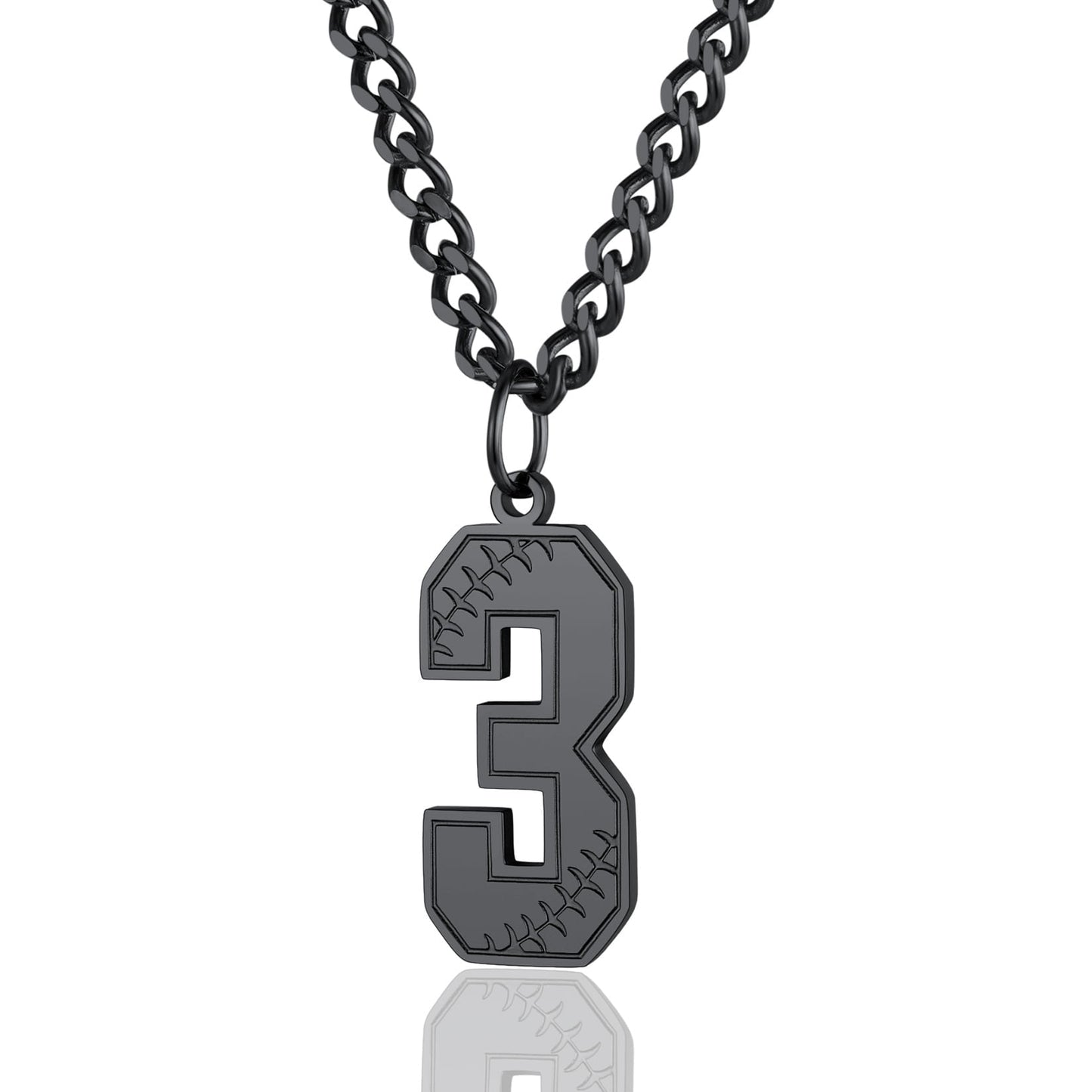 ChainsPro Men Lucky Number Necklace with 3mm Cuban Chain Personalized Sports Jewelry Stainless Steel/Gold Plated
