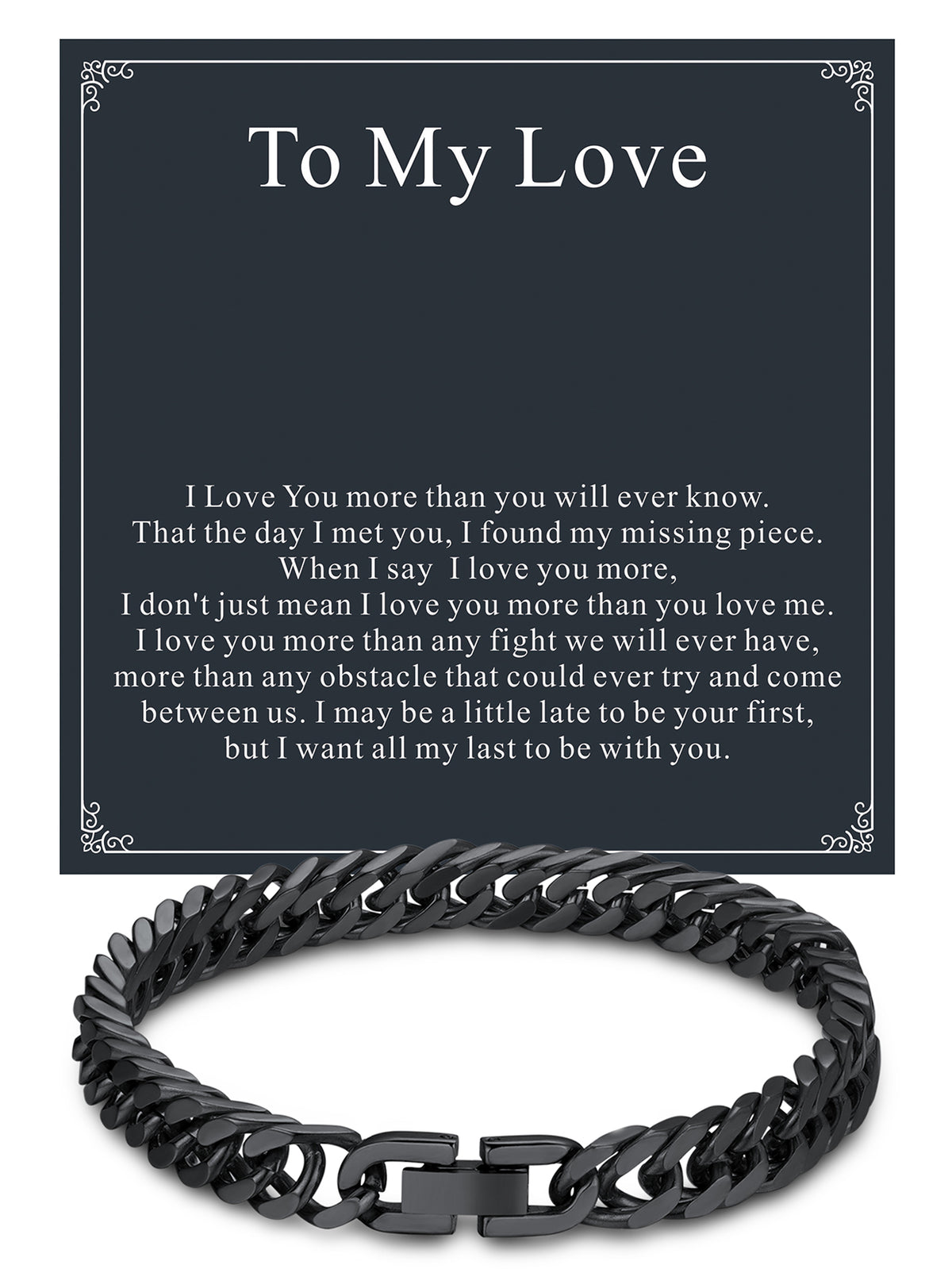 ChainsPro Mens Bracelets Cuban Link Bracelet for Men Stainless Steel Jewelry Gift for Father with Card