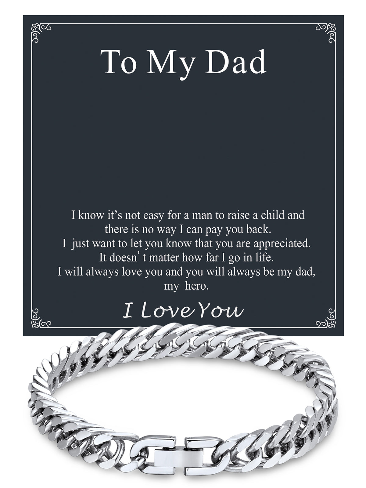 ChainsPro Mens Bracelets Cuban Link Bracelet for Men Stainless Steel Jewelry Gift for Father with Card