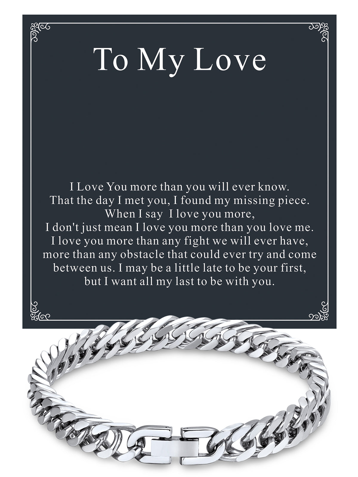 ChainsPro Mens Bracelets Cuban Link Bracelet for Men Stainless Steel Jewelry Gift for Father with Card