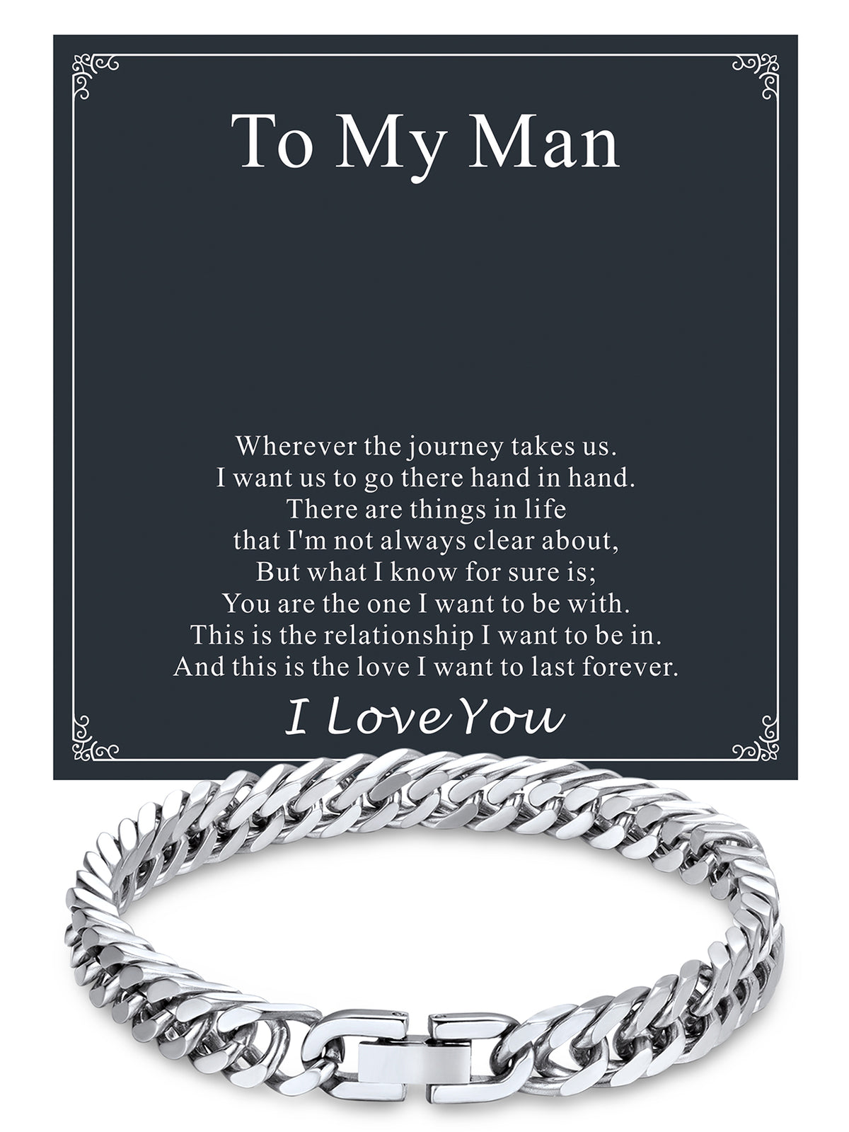 ChainsPro Mens Bracelets Cuban Link Bracelet for Men Stainless Steel Jewelry Gift for Father with Card