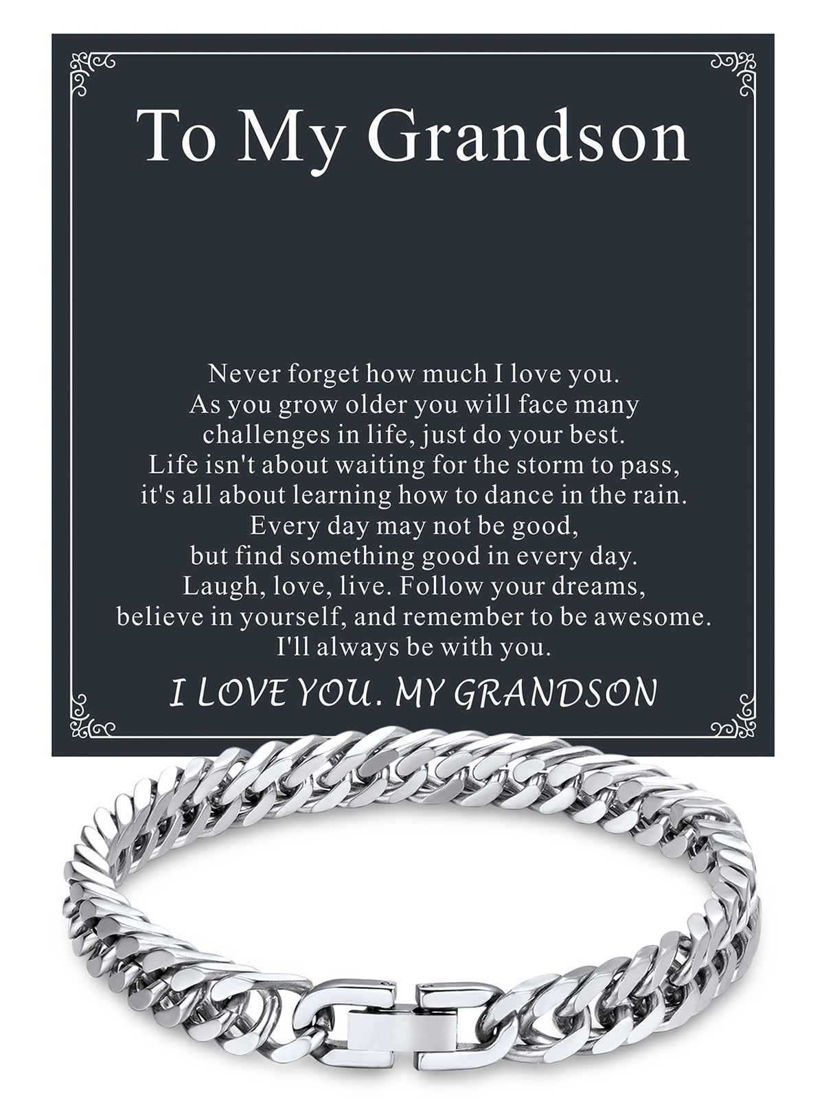 ChainsPro Mens Bracelets Cuban Link Bracelet for Men Stainless Steel Jewelry Gift for Father with Card