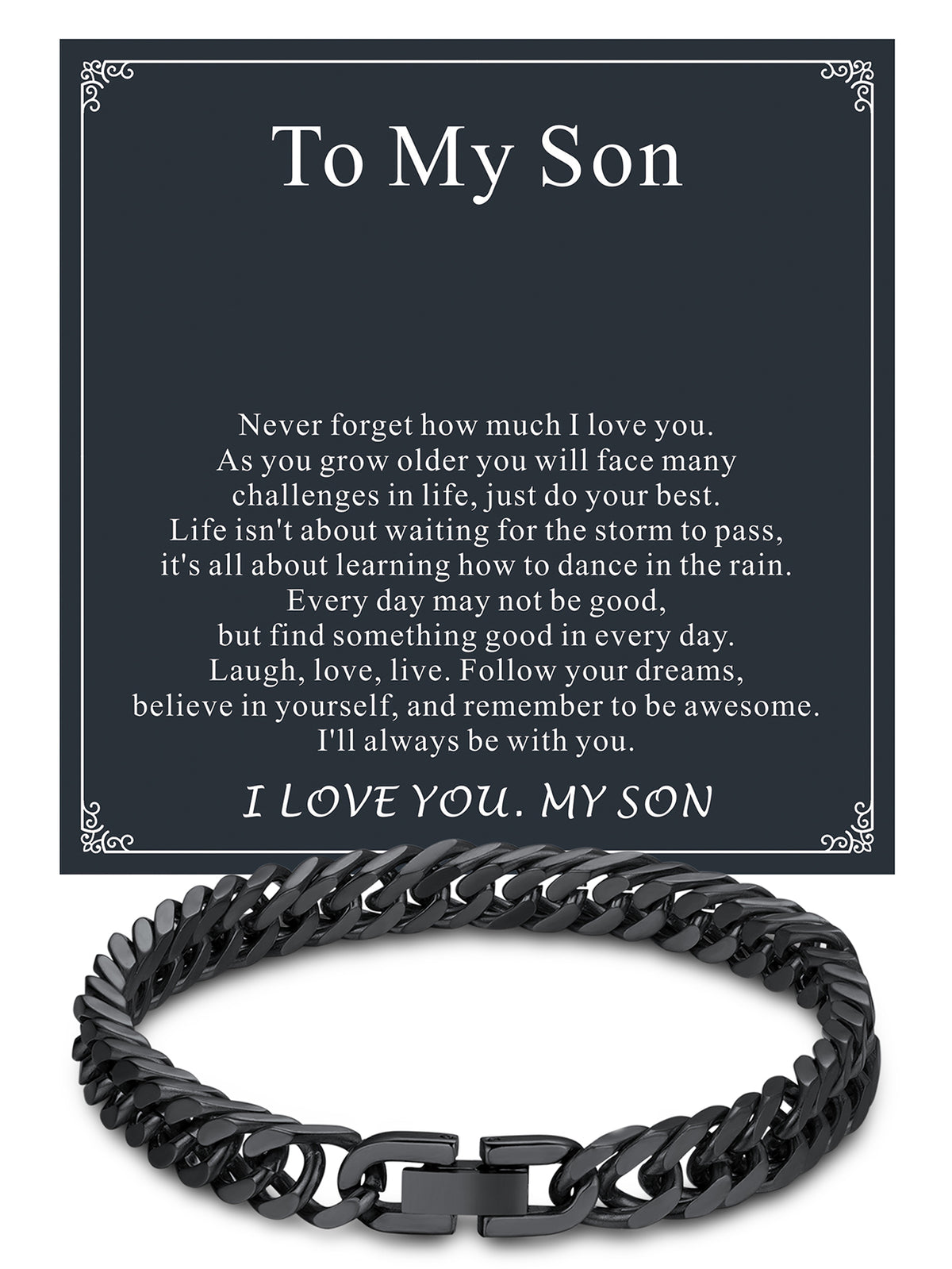 ChainsPro Mens Bracelets Cuban Link Bracelet for Men Stainless Steel Jewelry Gift for Father with Card