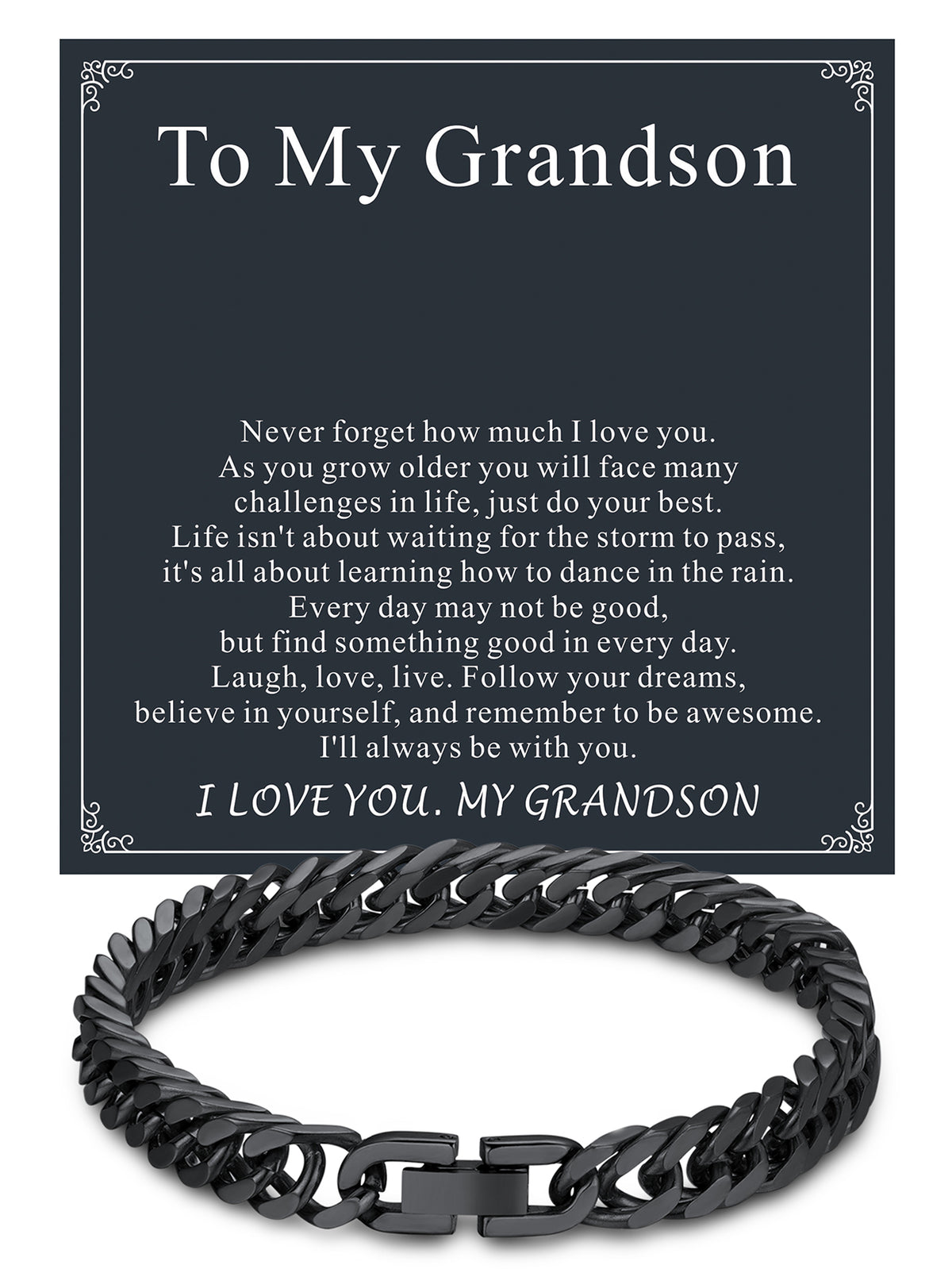 ChainsPro Mens Bracelets Cuban Link Bracelet for Men Stainless Steel Jewelry Gift for Father with Card