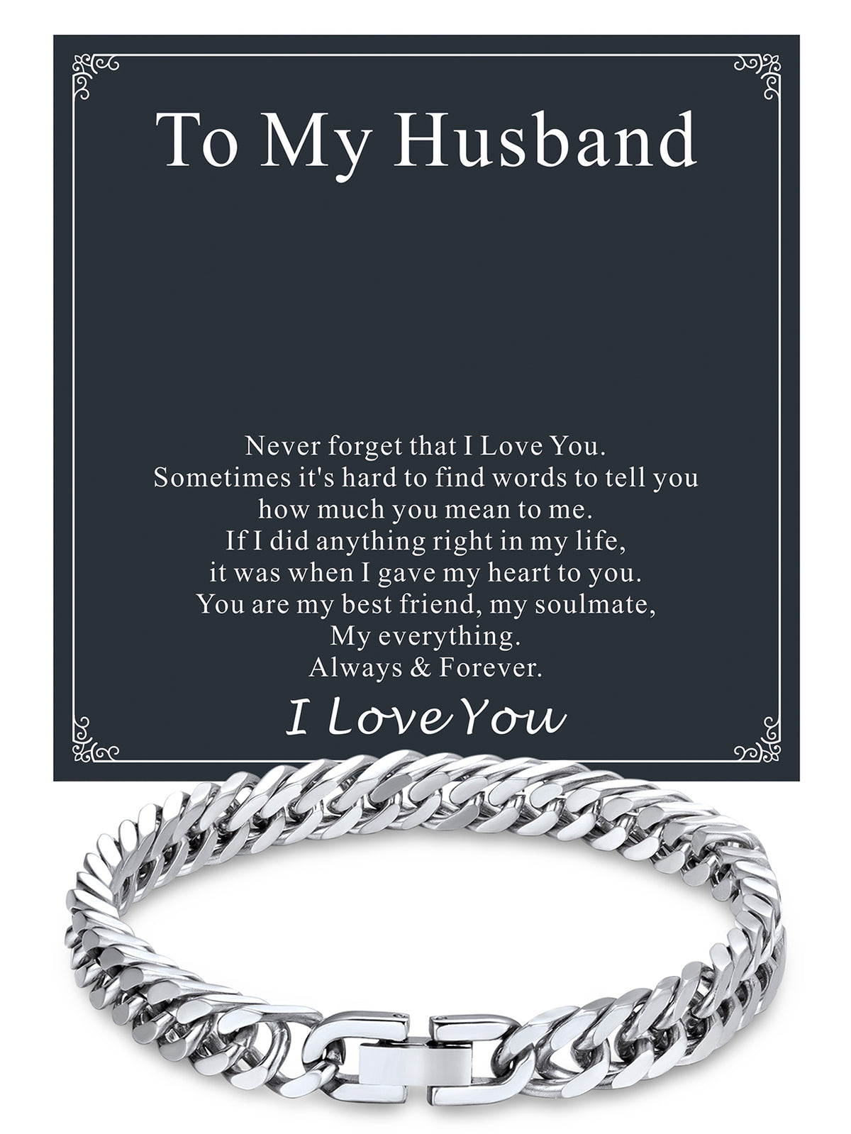ChainsPro Mens Bracelets Cuban Link Bracelet for Men Stainless Steel Jewelry Gift for Father with Card